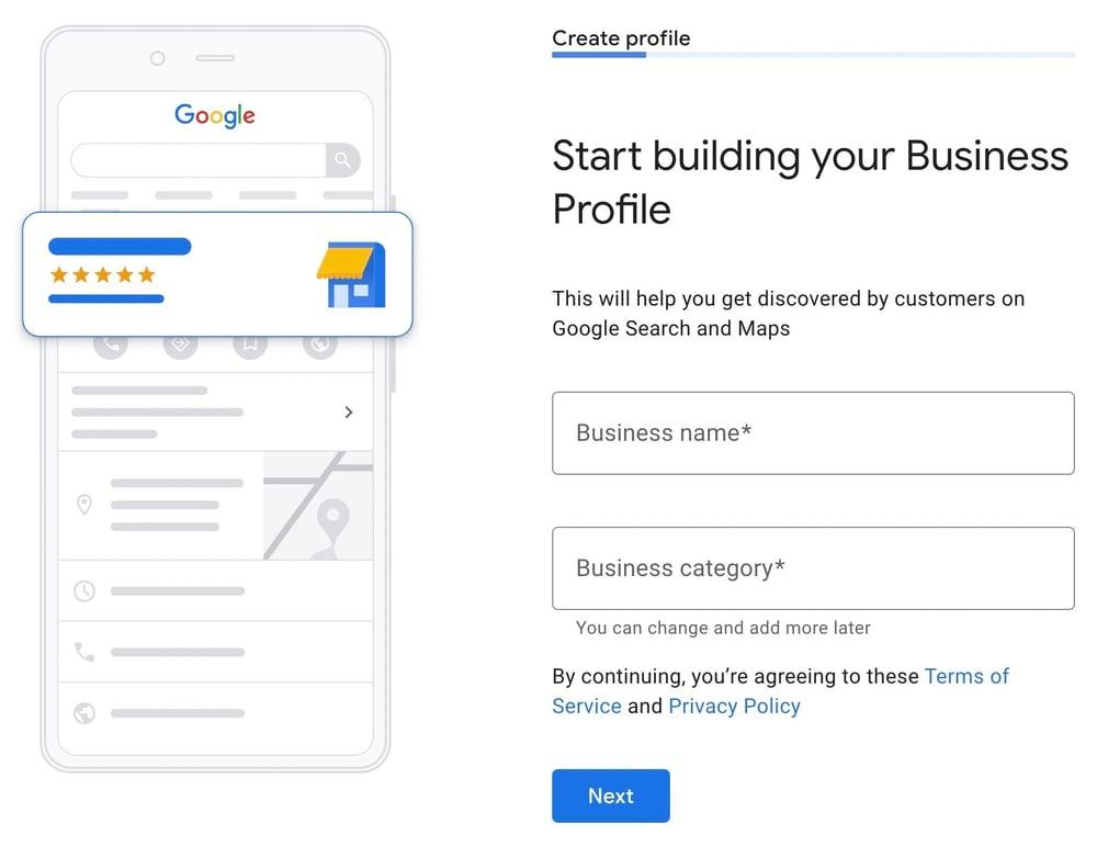 Start your business profile