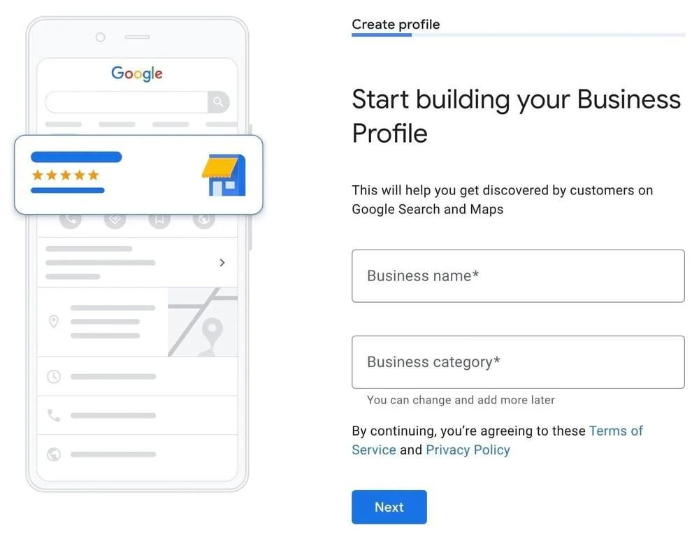 build your business profile
